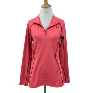 Under Armour ColdGear Jacket Women M Medium Pink Mock Collar Semi Fitted Workout